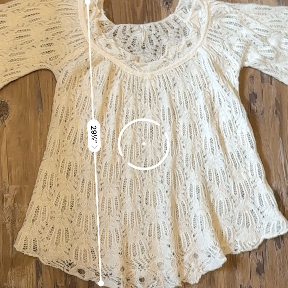 Free People Cream Beige Crochet knitted Lace Wool Alpaca Blend Sweater Blouse - Picture 9 of 9